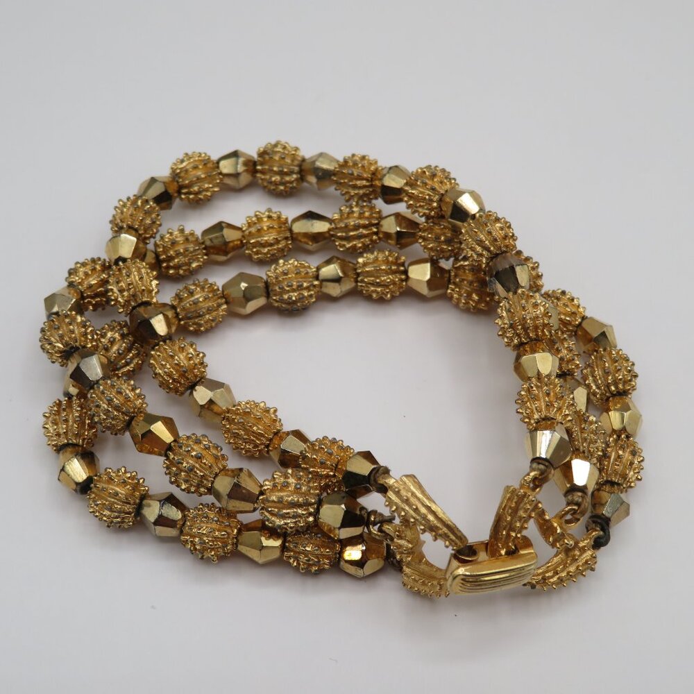 Crown Trifari Vintage Gold Tone Beaded Bracelet